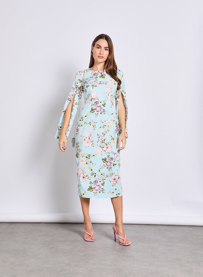 Aila - Print Dress With Slit Sleeve Multicolour - Image 1