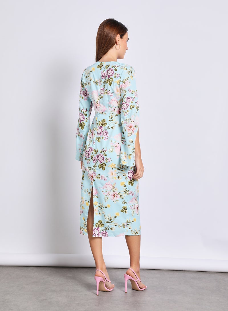 Aila - Print Dress With Slit Sleeve Multicolour - Image 1
