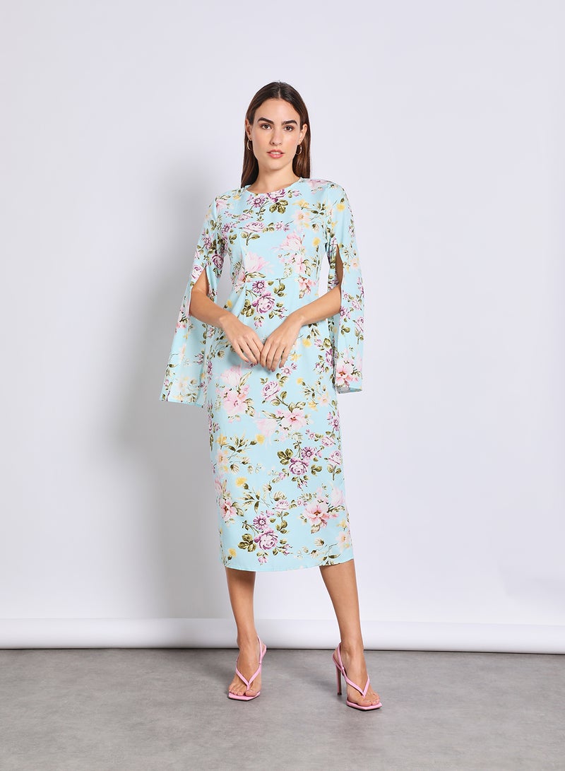 Aila - Print Dress With Slit Sleeve Multicolour - Image 1