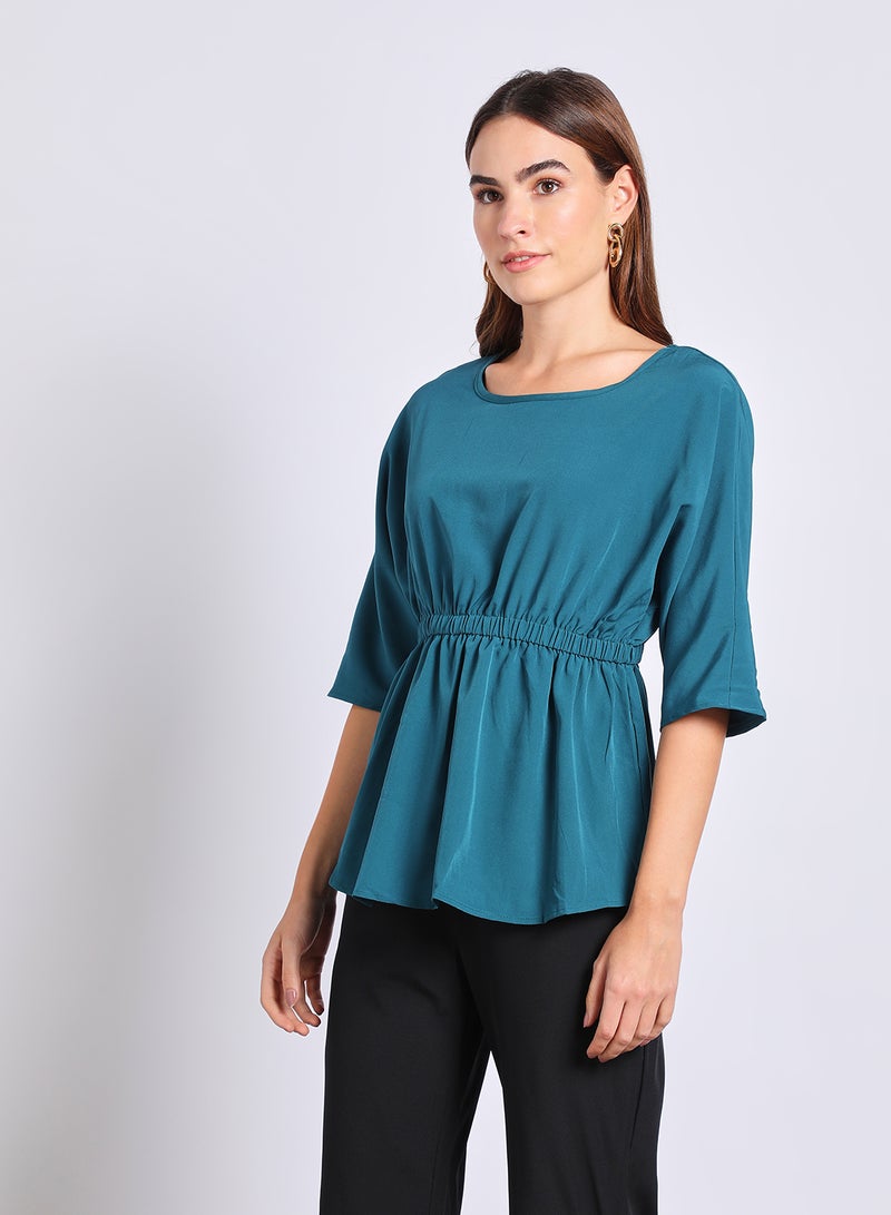 Aila Women'S Casual Half Sleeve Plain Basic Blouse Blue  - Image 1