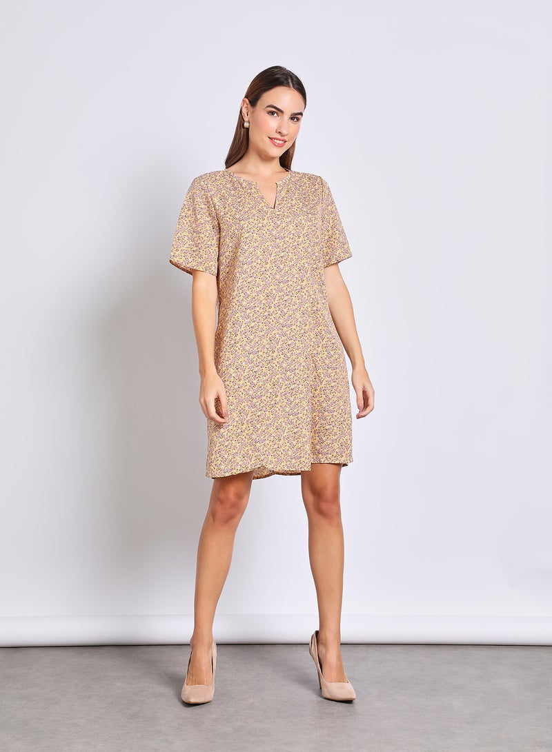 Aila Women'S Casual Knee Length Short Sleeve Dress Pink  - Image 1