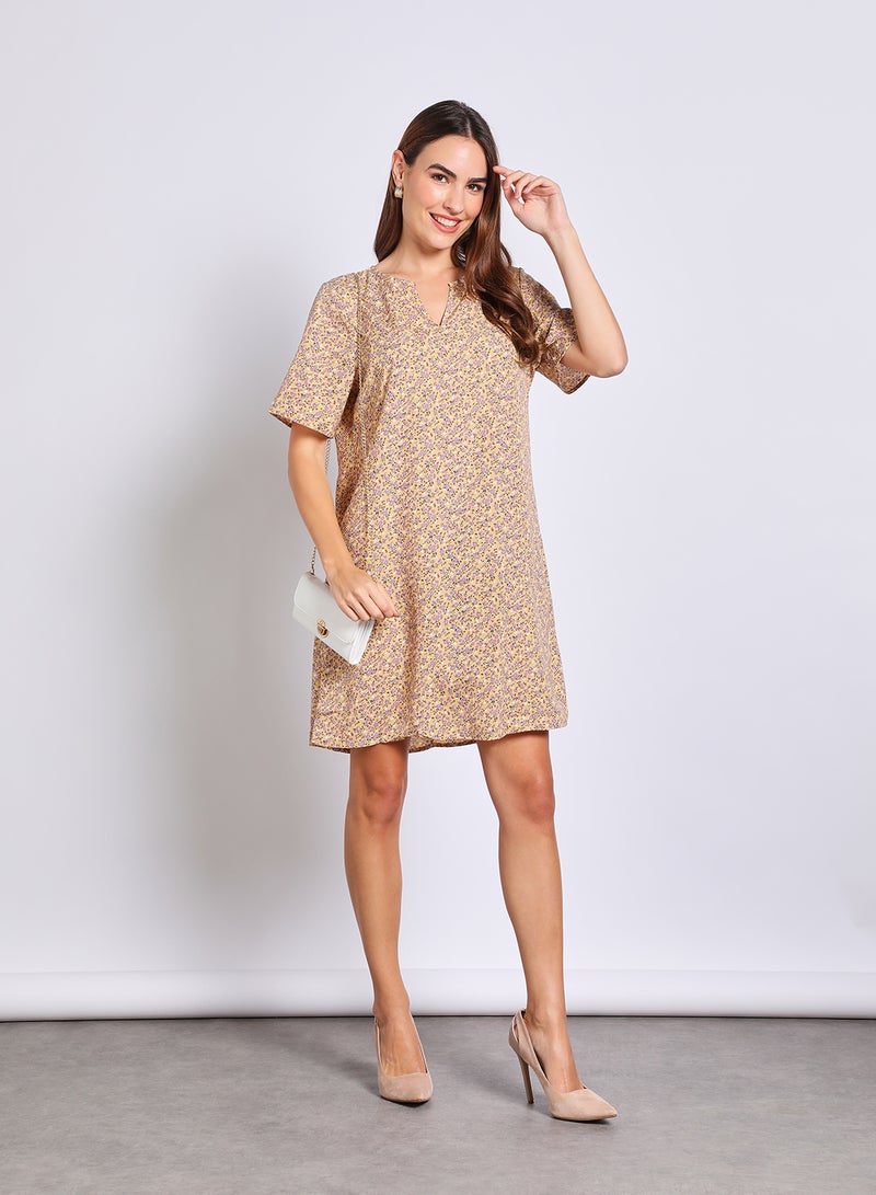 Aila Women'S Casual Knee Length Short Sleeve Dress Pink  - Image 2
