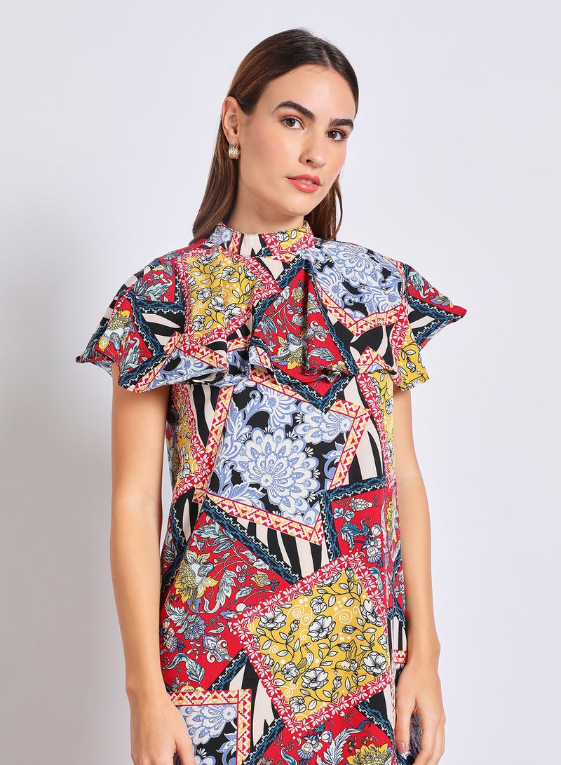 Aila - Women'S Casual Knee Length Short Sleeve Print Long Evening Maxi Dress Multicolour - Image 1