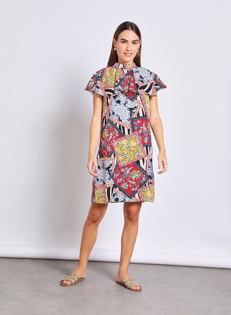 Aila - Women'S Casual Knee Length Short Sleeve Print Long Evening Maxi Dress Multicolour - Image 1