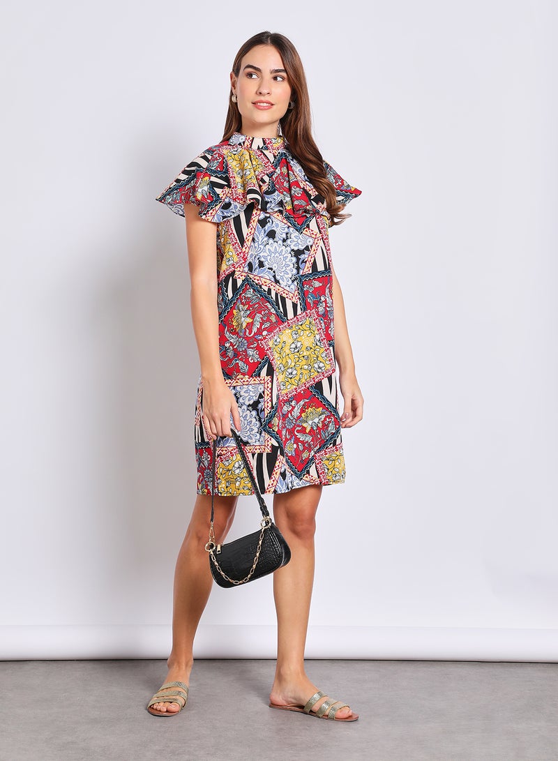 Aila - Women'S Casual Knee Length Short Sleeve Print Long Evening Maxi Dress Multicolour - Image 1
