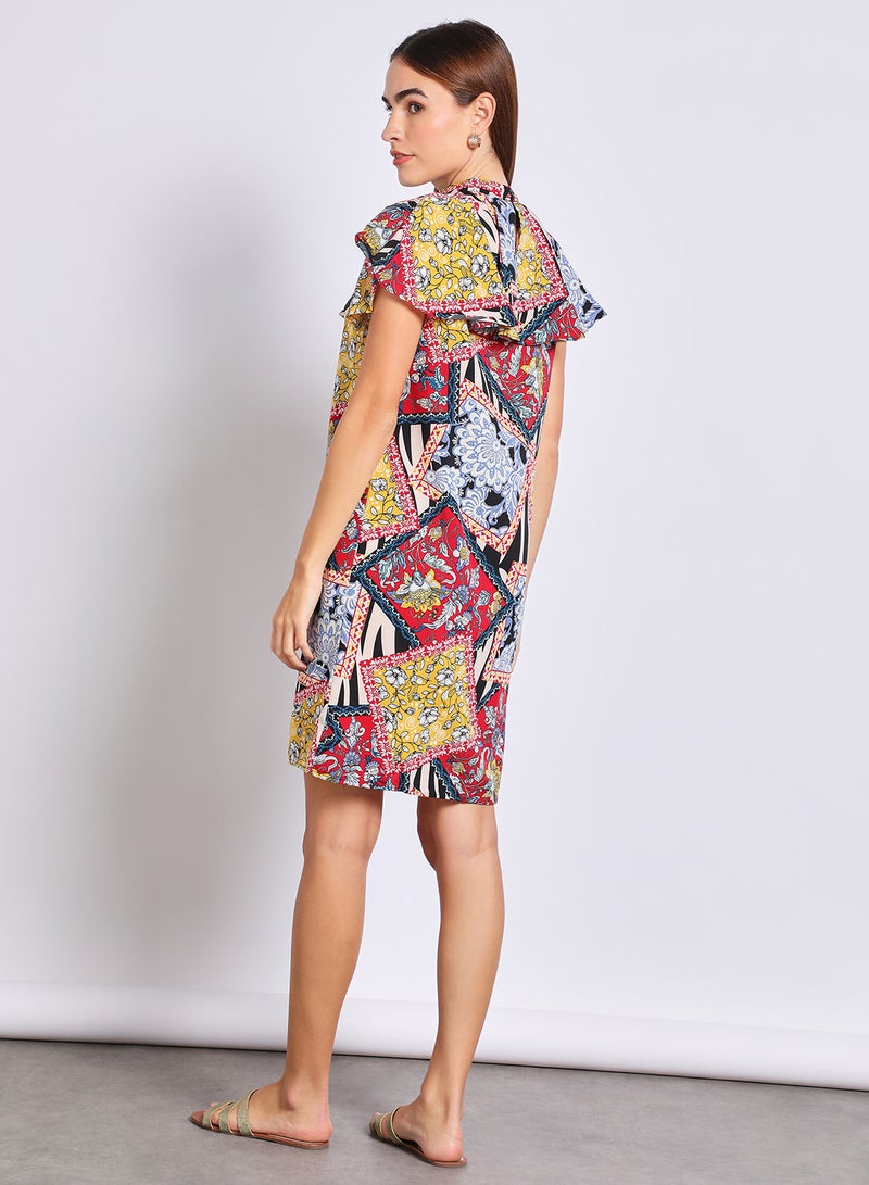 Aila - Women'S Casual Knee Length Short Sleeve Print Long Evening Maxi Dress Multicolour - Image 1
