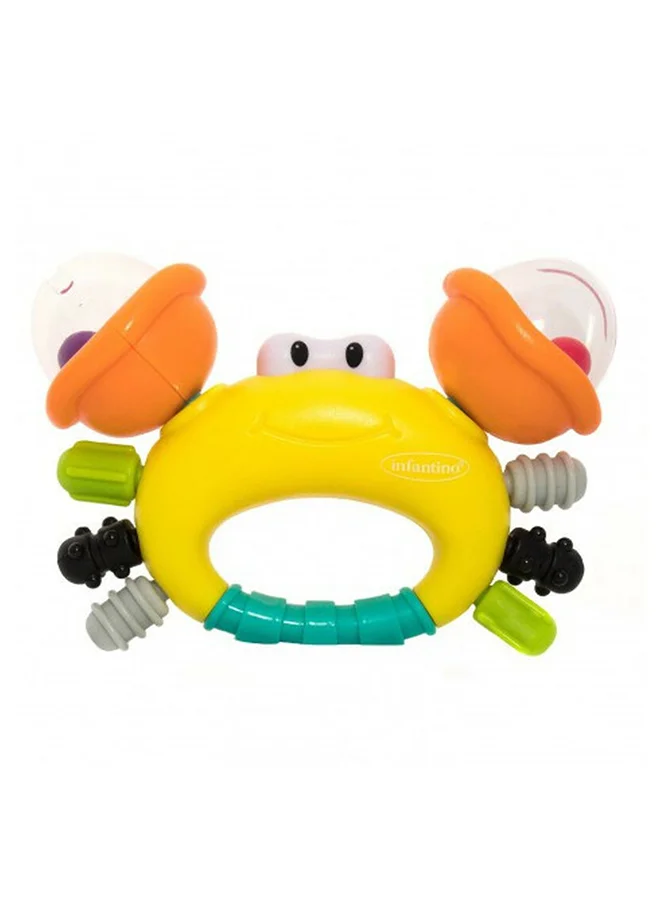 infantino Rattle And Teether - Sand Crab, Orange/Yellow, Green, 0+ Months