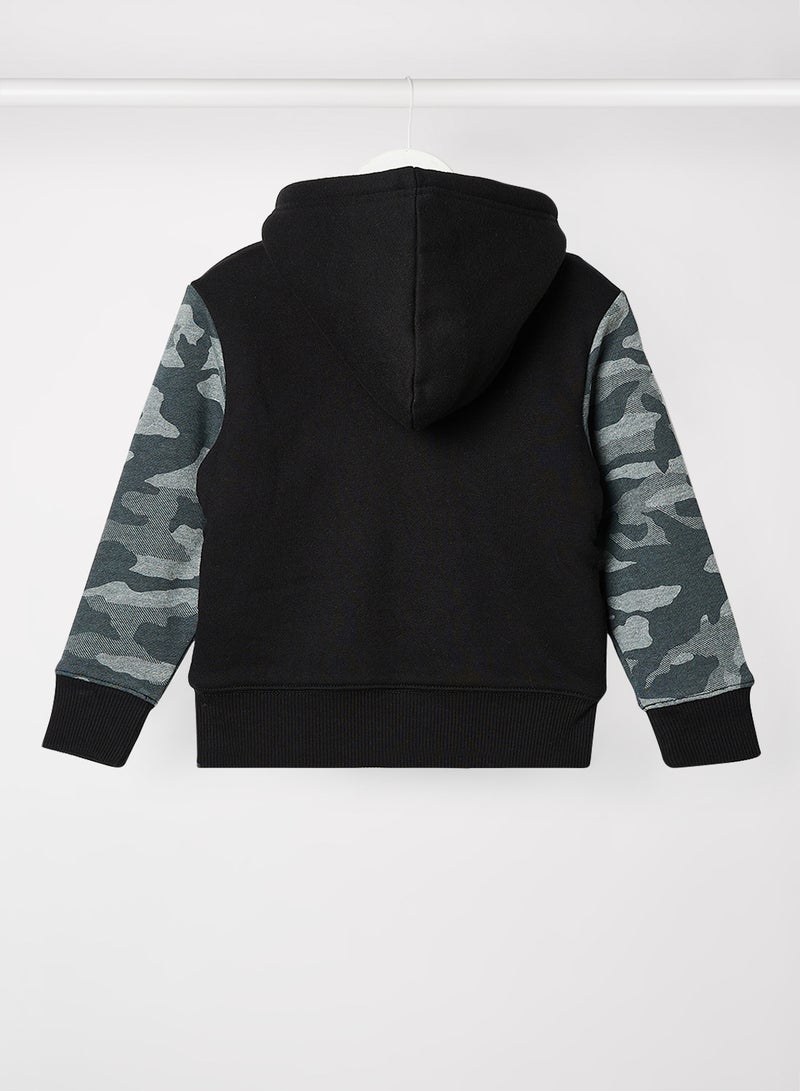 The Children's Place Kids/Teen Camo Hooded Jacket Black/Grey  - Image 2