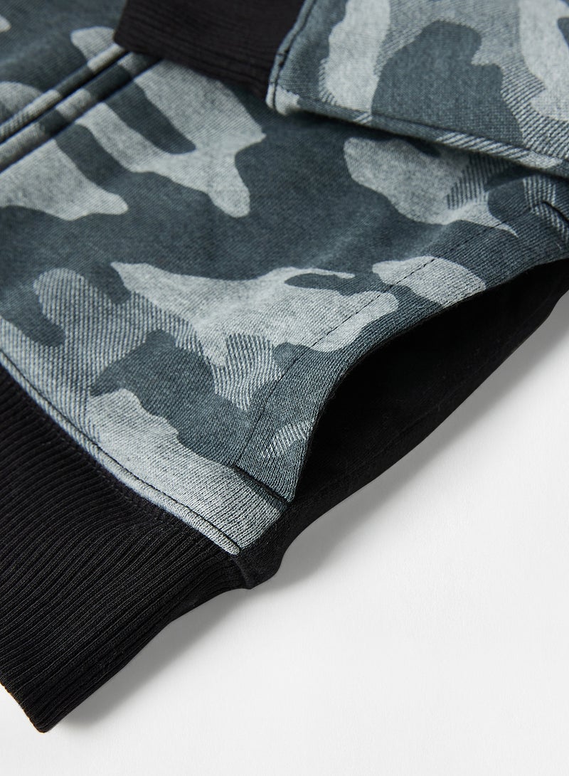 The Children's Place Kids/Teen Camo Hooded Jacket Black/Grey  - Image 3