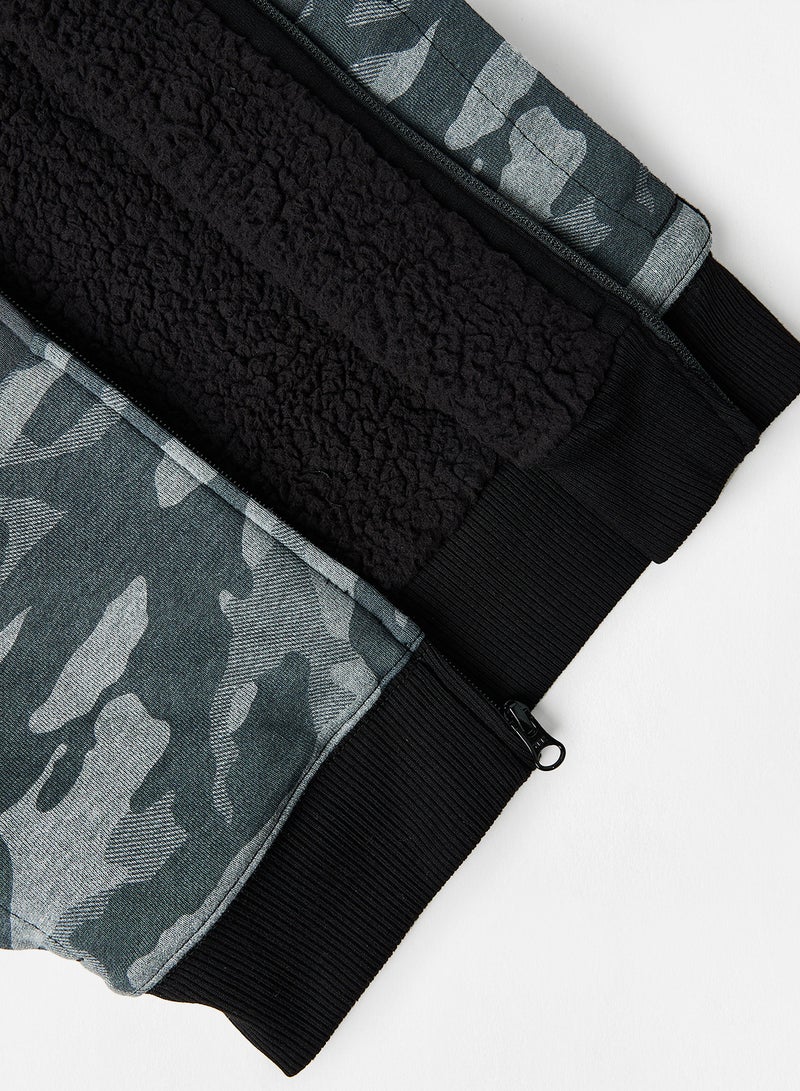The Children's Place Kids/Teen Camo Hooded Jacket Black/Grey  - Image 4