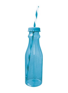 Zak Designs Soda Bottle With Straw White/Blue 700ml 
