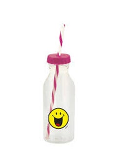Zak Designs Soda Bottle With Straw Fuchsia/Yellow 19.5cm 