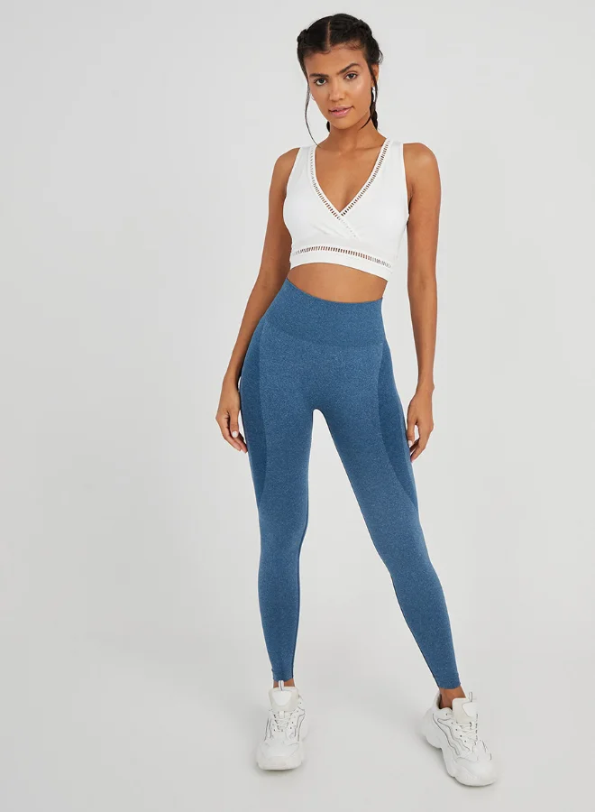 Closet By Styli Crochet Trim Detail Sports Bra White