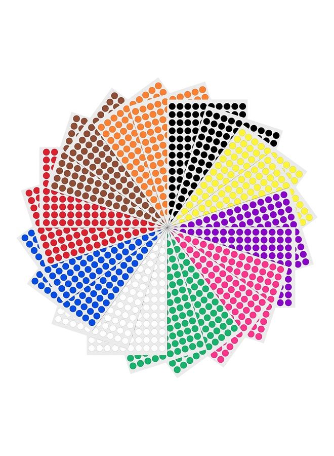 MissTiara - 20-Sheets 10 Assorted Colors Round Dot Stickers 18x12cm - Image 1