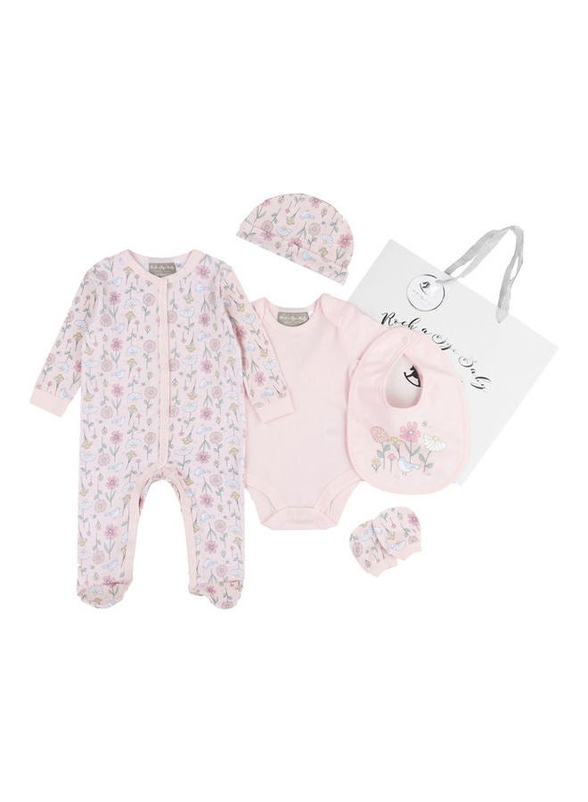 Rock-A-Bye Baby Boutique - 5 Piece Infant Combo Set Baby Pink - Image 1