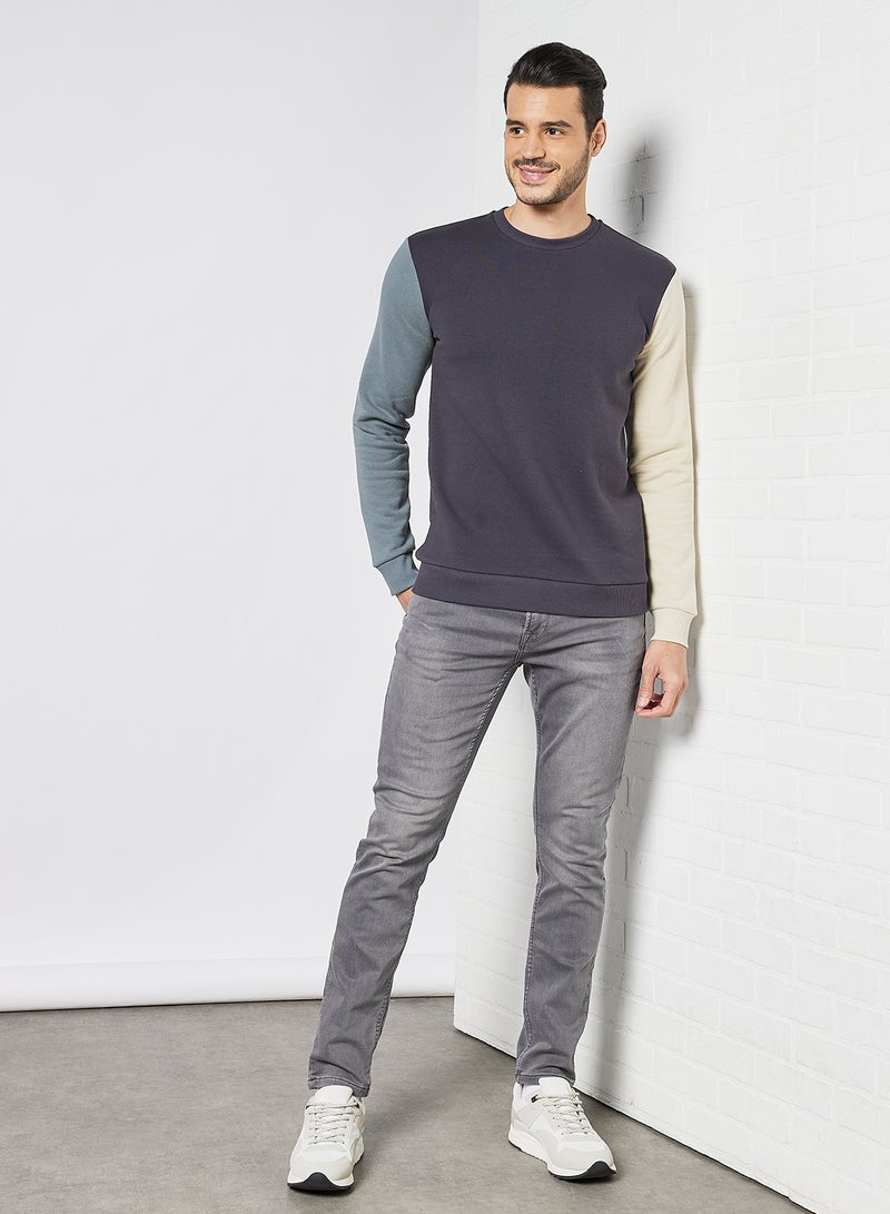 Only & Sons - Colourblock Sweatshirt Navy - Image 1