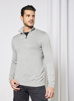 PRODUKT High Neck Zipper Pullover Light Grey Melange  - Image 1