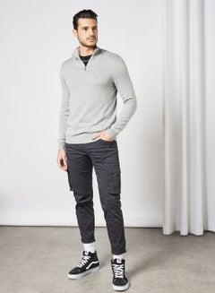 PRODUKT High Neck Zipper Pullover Light Grey Melange  - Image 3