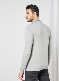 PRODUKT High Neck Zipper Pullover Light Grey Melange  - Image 4