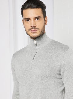PRODUKT High Neck Zipper Pullover Light Grey Melange  - Image 2