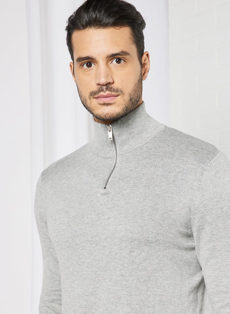 PRODUKT High Neck Zipper Pullover Light Grey Melange  - Image 2