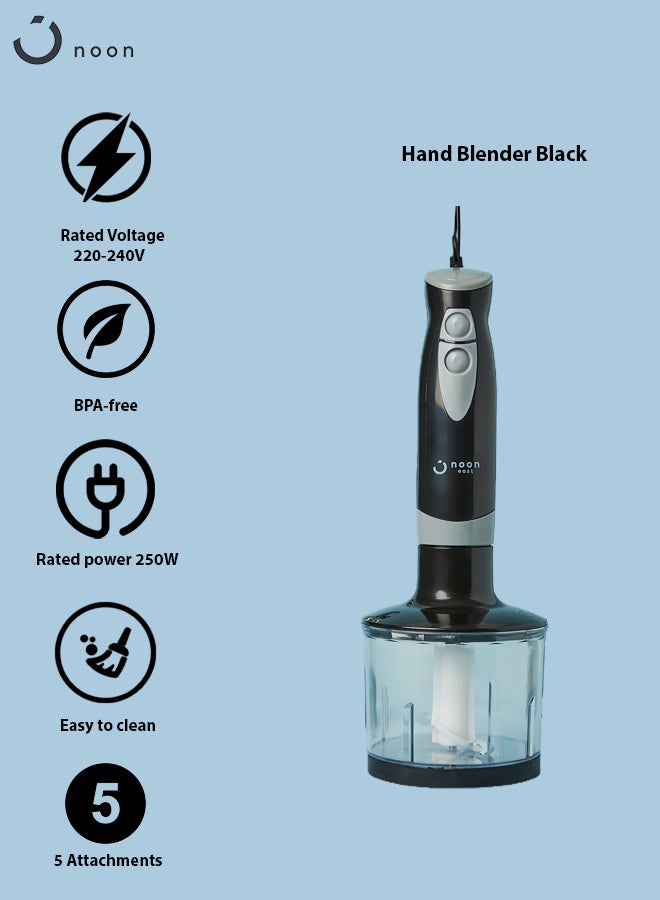 Noon East - Hand Blender And Mixer - 5 Piece 2 Speed 250 W- Working As Food Processor- Black J-1049-250 Black - Image 1