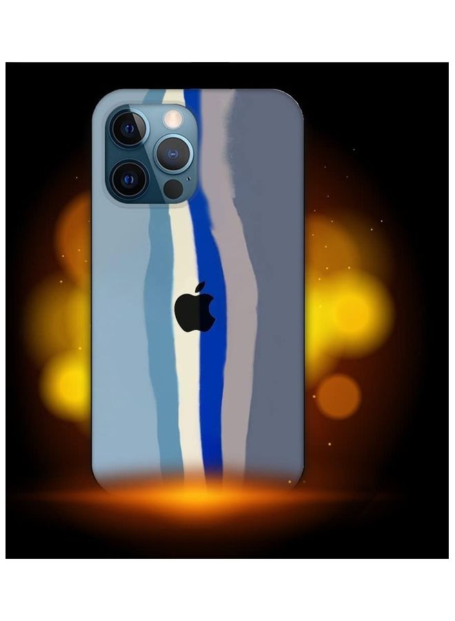 MARGOUN - Rainbow Silicone Case Cover For iphone 13 Pro Max Blue/Grey - Image 1