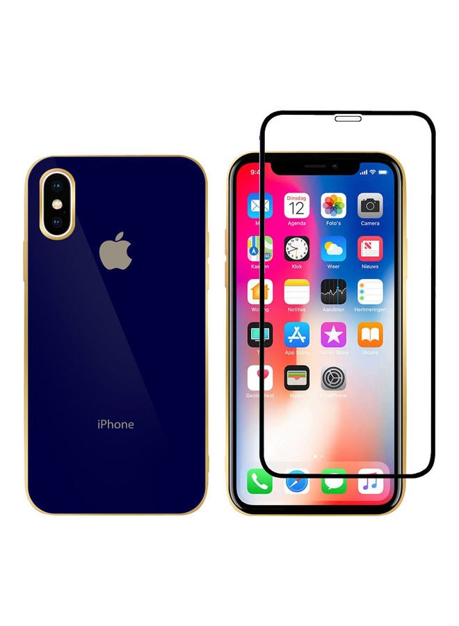 مارجون غطاء حماية مع لاصقة حماية للشاشة لهاتف آيفون XS/X أزرق - Image 1