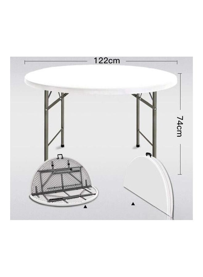 Home Time Simple Round Shape Foldable Table White 122 x 122 x 74cm