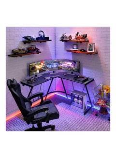 Arabest L-Shaped Office Desk Workstation Black 50.8x28x18.1inch  - Image 4