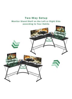 Arabest L-Shaped Office Desk Workstation Black 50.8x28x18.1inch  - Image 5