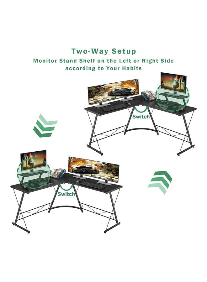Arabest L-Shaped Office Desk Workstation Black 50.8x28x18.1inch  - Image 5
