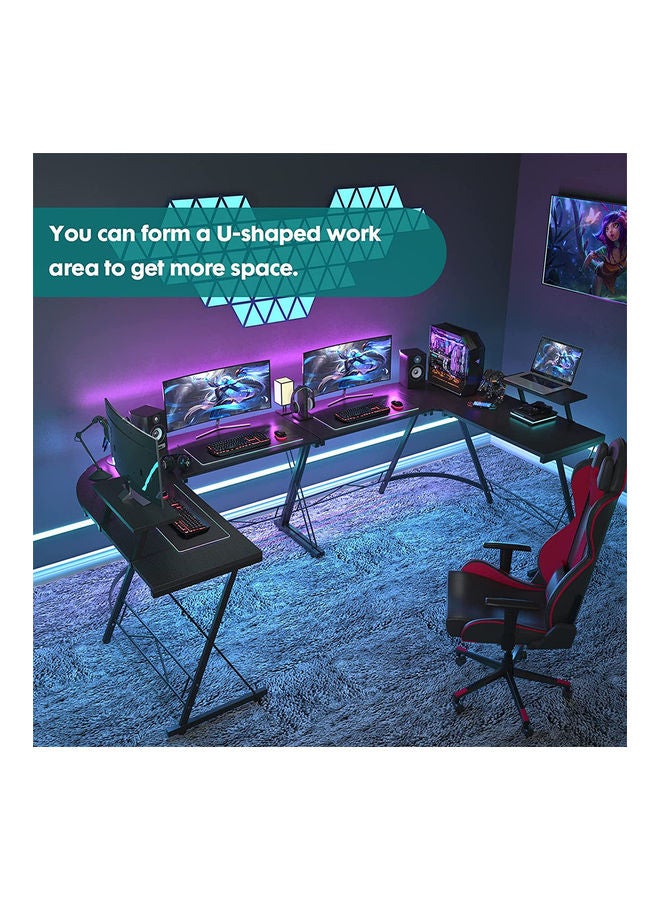 Arabest - L-Shaped Office Desk Workstation Black 50.8x28x18.1inch - Image 1