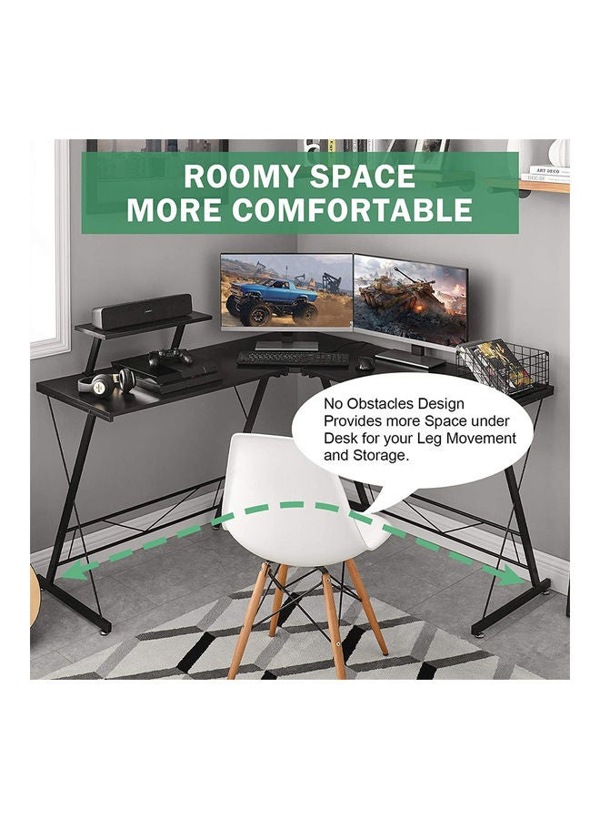 Arabest - L-Shaped Office Desk Workstation Black 50.8x28x18.1inch - Image 1