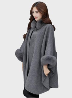 Joychic Fur Detail Long Sleeves Coat Grey  - Image 1