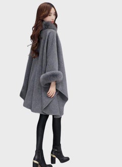 Joychic Fur Detail Long Sleeves Coat Grey  - Image 2