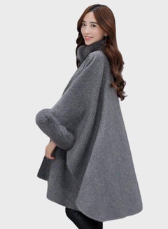 Joychic Fur Detail Long Sleeves Coat Grey  - Image 3