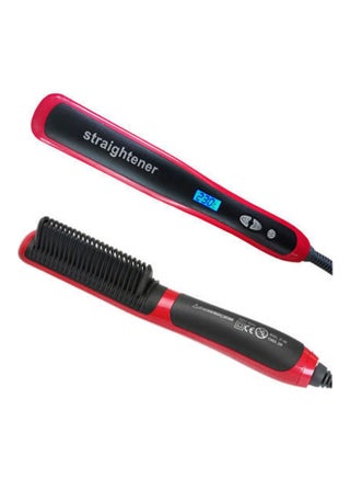 Two-In-One Straightener Comb with Adjustable Temperature and Automatically Closing Feature Red - v1636960101/N51883523A_1