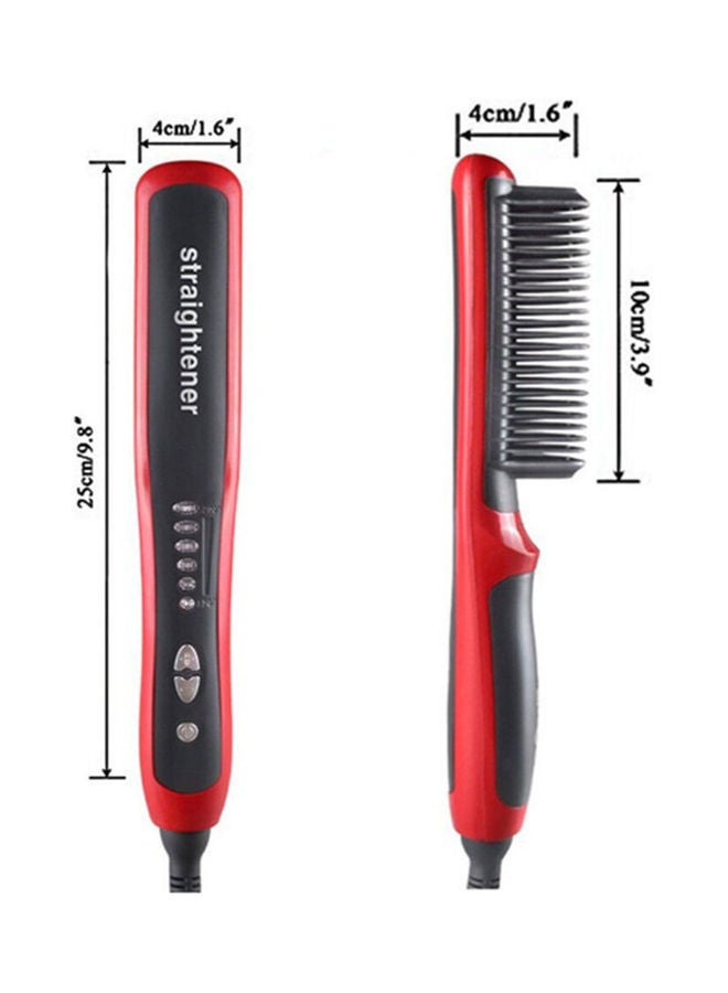 Two-In-One Straightener Comb with Adjustable Temperature and Automatically Closing Feature Red