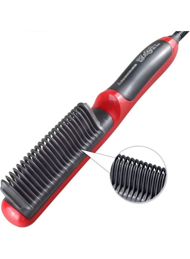 Two-In-One Straightener Comb with Adjustable Temperature and Automatically Closing Feature Red