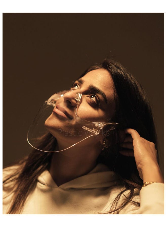 Plastic Works - Clear Face Mask Transparent Plastic Reusable Face shield Transparent 17.4cm - Image 1