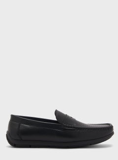 Apron Texture Loafers Black