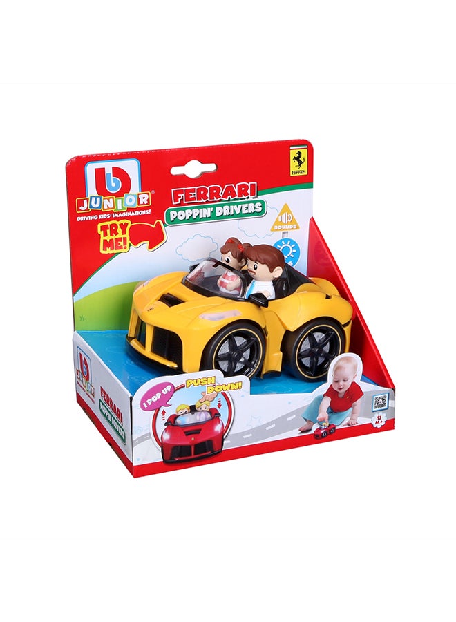 BB Junior Ferrari Poppin Drivers Pop Toy yellow 18.42x13.34x17.78cm - Image 1
