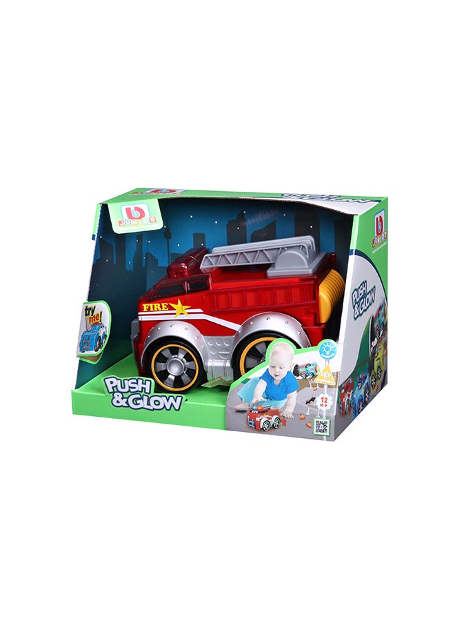 BB Junior Push & Glow - Fire Truck Toy For Kids Multicolour 22.86x15.24x16.51cm  - Image 1