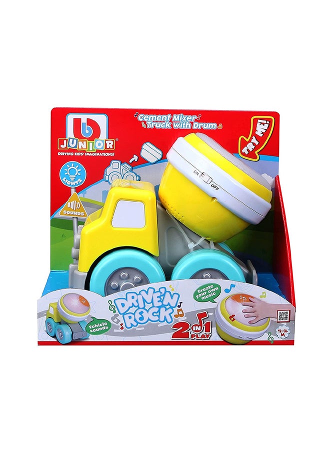 BB Junior Cement Mixer Truck With Drum Multicolour 24.77x14.61x21.59cm  - Image 1