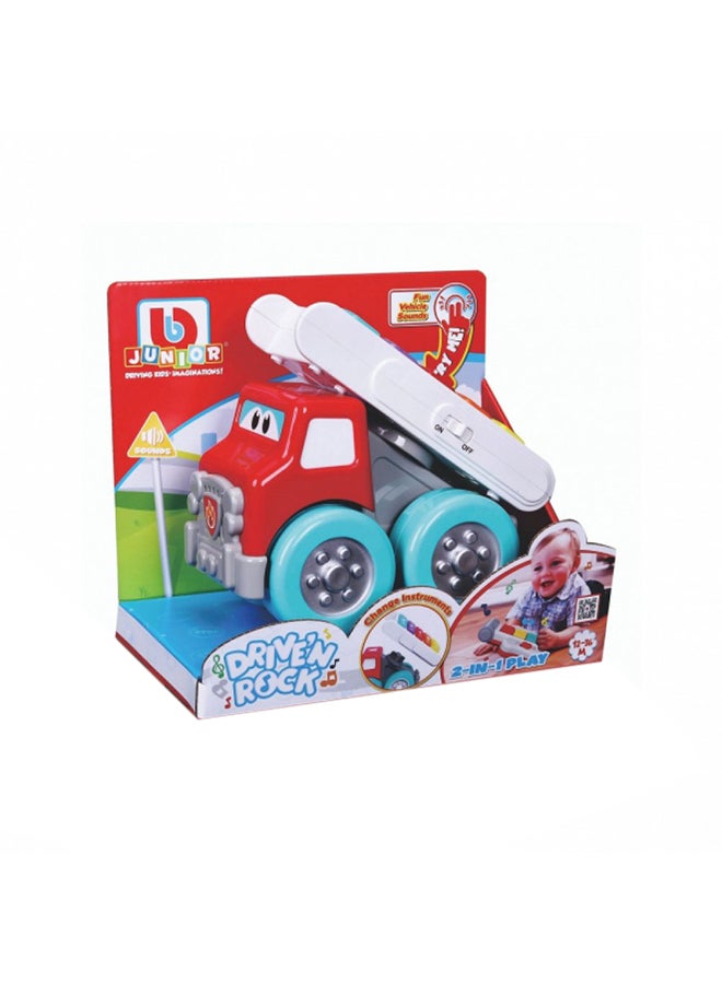 BB Junior 2 In 1 Drive N Rocking Fire Truck With Piano Multicolour 47.94x45.09x26.67cm  - Image 1