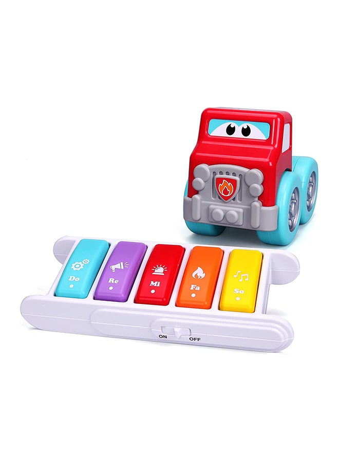 BB Junior 2 In 1 Drive N Rocking Fire Truck With Piano Multicolour 47.94x45.09x26.67cm  - Image 4