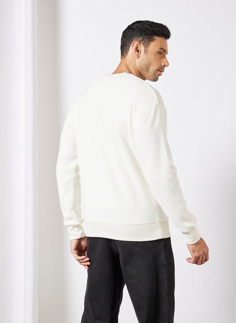 JACK & JONES Logo Sweatshirt Off-White - Image 3
