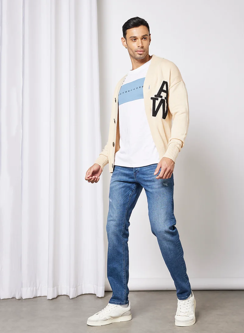 JACK & JONES Logo Knitted Cardigan Ivory Cream