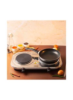 GEEPAS Stainless Steel Double Hot Plate Indicator Light Adjustable Temperature Control Overheat Protection Non-Slip Feet Auto Thermostat Hot Plate for Kitchen Camping 2500 W GHP32024 Silver  - Image 4